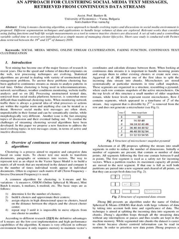 An Approach for Clustering Social Media Text Messages, Retrieved from Continuous Data Streams