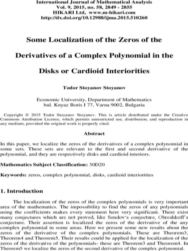 Some Localization of the Zeros of the Derivatives of a Complex Polynomial in the Disks or Cardioid Interiorities