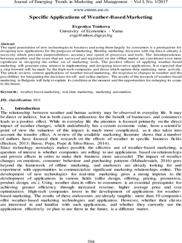 Specific Applications of Weather-Based Marketing