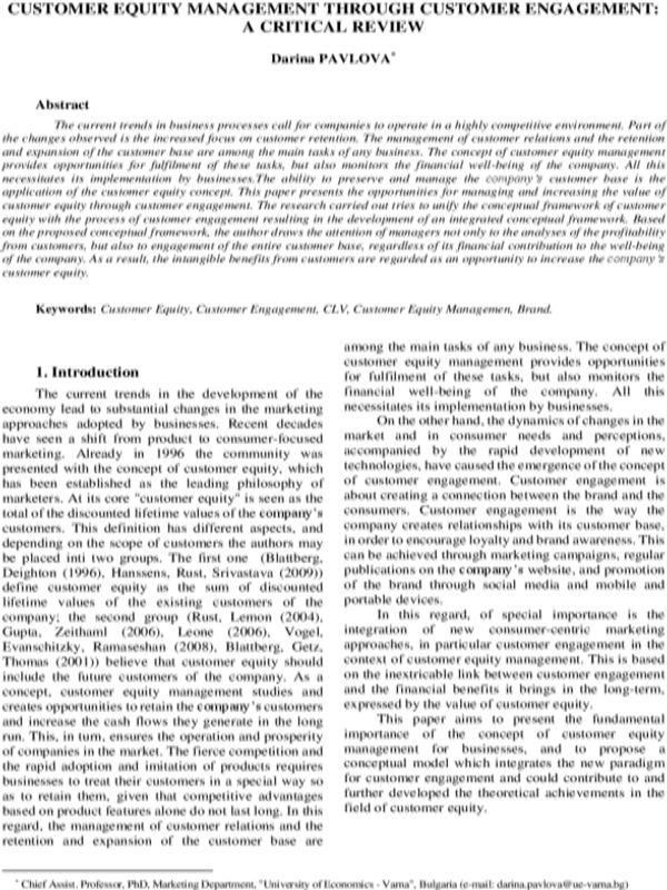 Customer Equity Management through Customer Engagement: A Critical Review