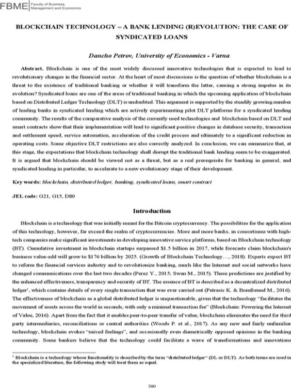 Blockchain Technology - a Bank Lending (R)evolution: The Case of Syndicated Loans