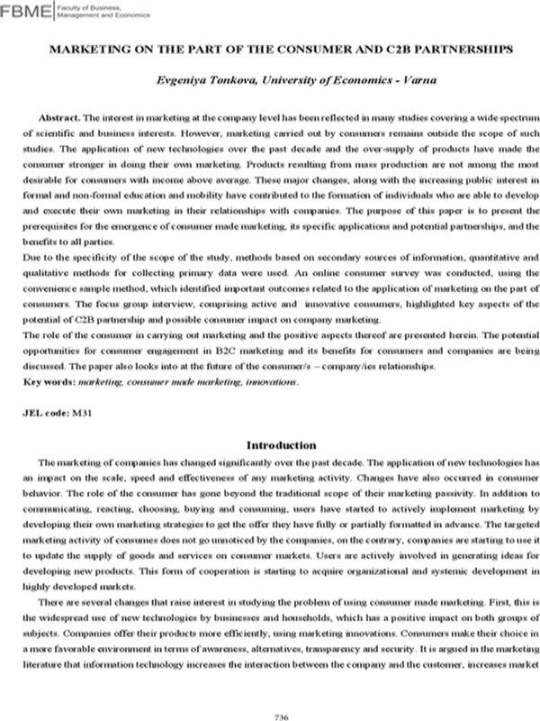 Marketing of the Part of the Consumer and C2B Partnership
