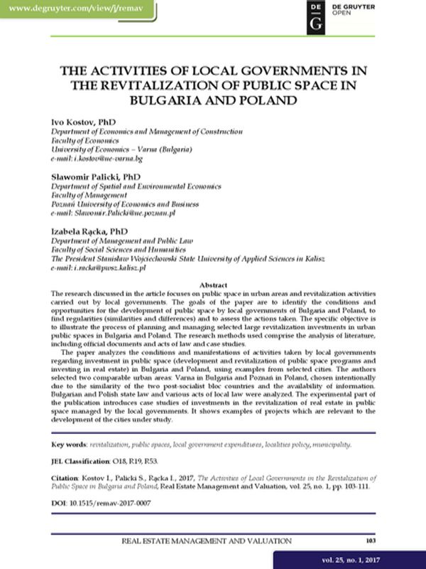 The Activities of Local Governments in the Revitalization of Public Space in Bulgaria and Poland