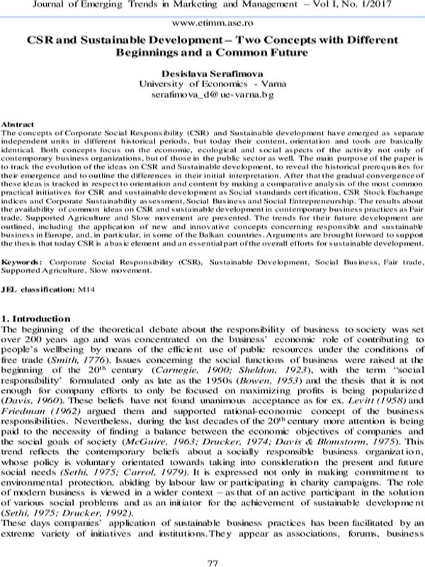 CSR and Sustainable Development - Two Concepts with Different Beginnings and a Common Future