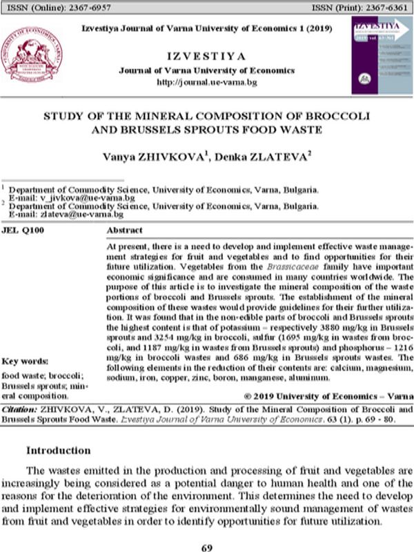 Study of the Mineral Composition of Broccoli and Brussels Sprouts Food Waste