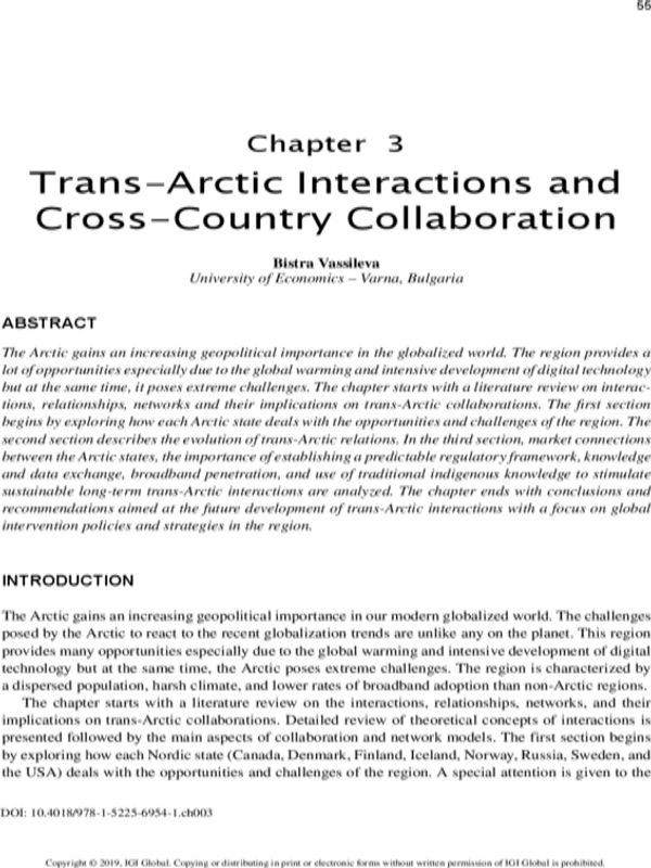 Trans-Arctic Interactions and Cross-Country Collaboration