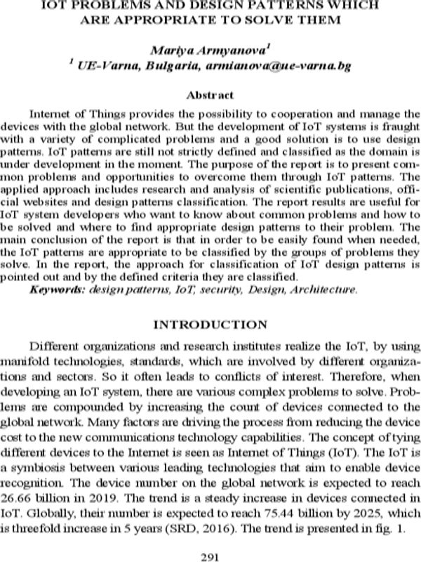 IoT Problems and Design Patterns which are Appropriate to Solve them