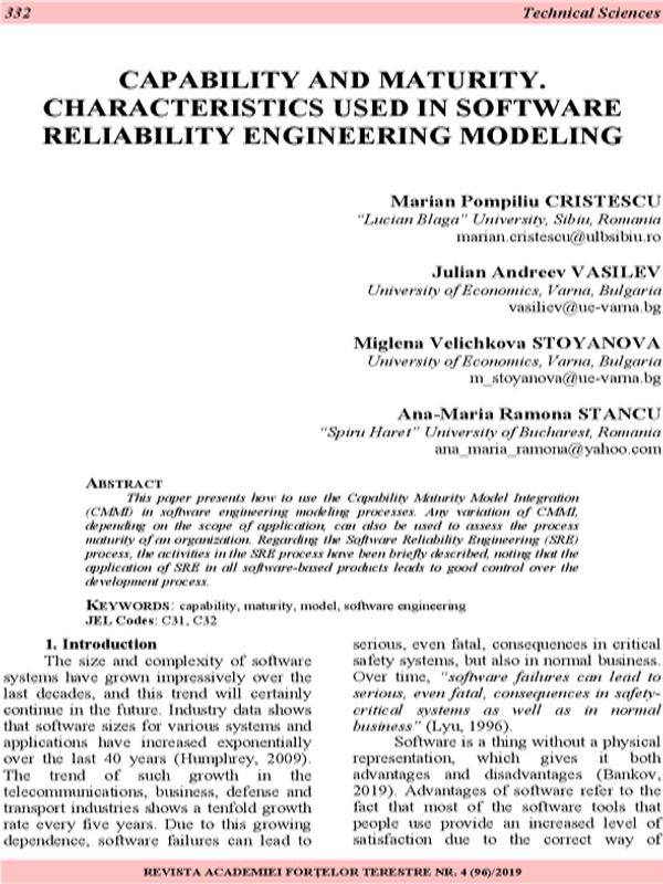 Capability and Maturity : Characteristics Used in Software Reliability Engineering Modeling
