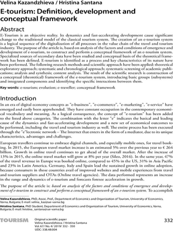 E-tourism: Definition, Development and Conceptual Framework