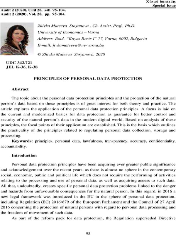 Principles of Personal Data Protection