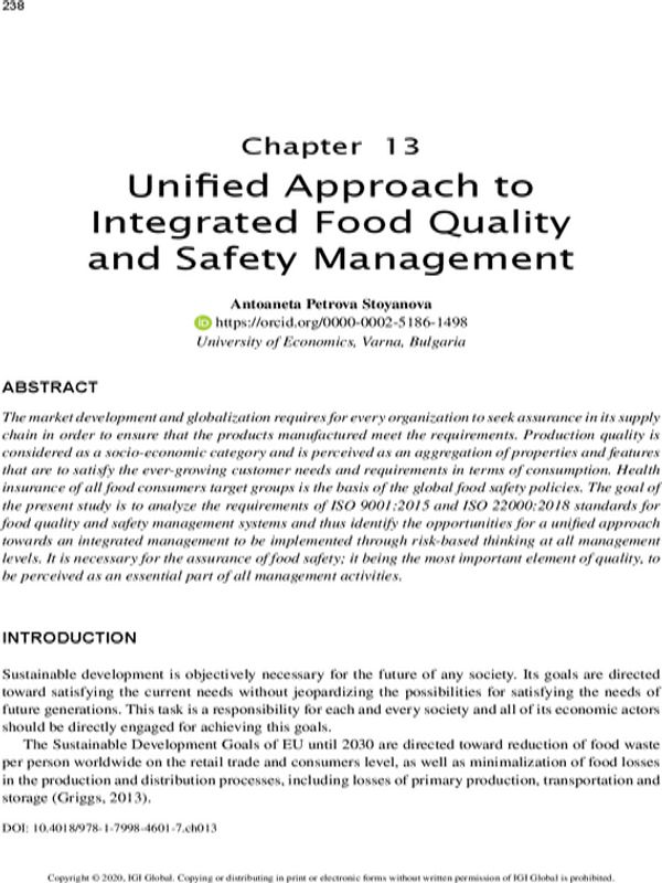 Unified Approach to Integrated Food Quality and Safety Management