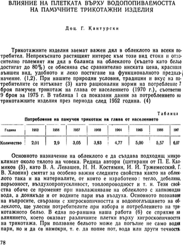 Влияние на плетката върху водопопиваемостта на памучните трикотажни изделия
