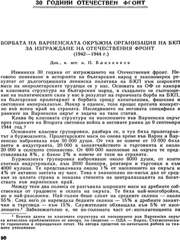 Борбата на Варненската окръжна организация на БКП за изграждане на отечествения фронт (1942 - 1944г.)
