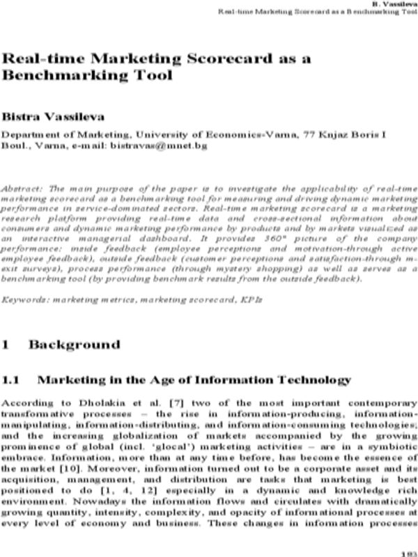 Real-time Marketing Scorecard as a Benchmarking Tool