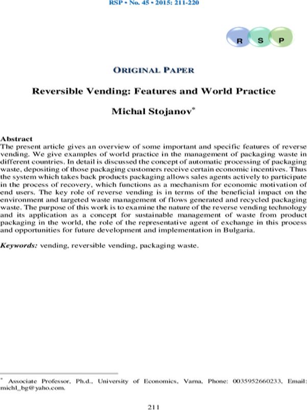 Reversible Vending: Features and World Practice
