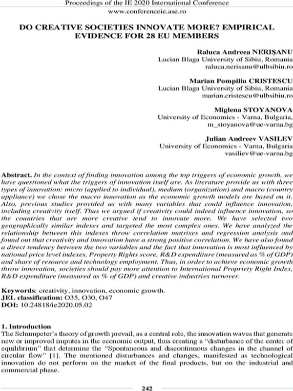 Do Creative Societies Innovate More? Empirical Evidence for 28 EU Members