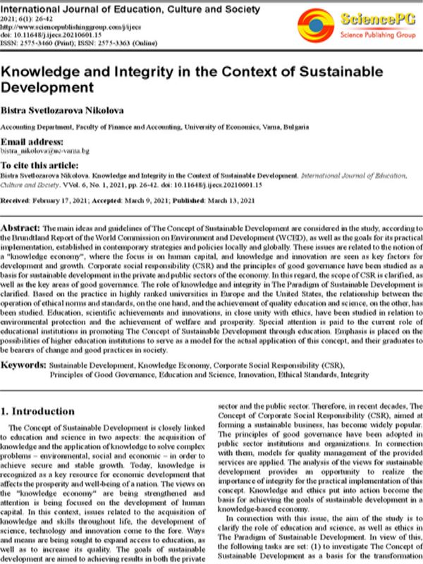 Knowledge and Integrity in the Context of Sustainable Development