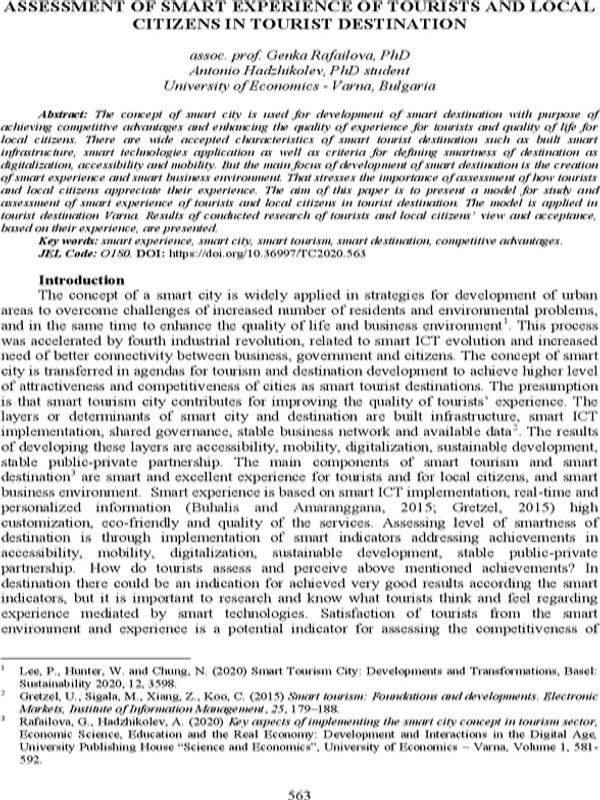 Assessment of Smart Experience of Tourists and Local Citizens in Tourist Destination