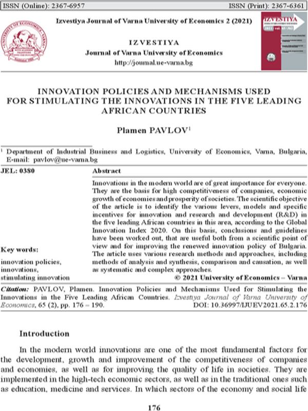 Innovation Policies and Mechanisms Used for Stimulating the Innovations in the Five Leading African Countries