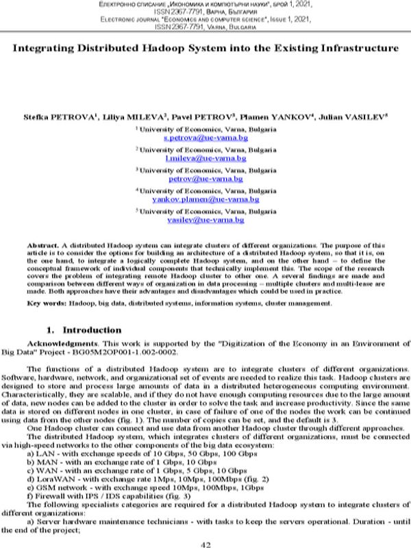 Integrating Distributed Hadoop System into the Existing Infrastructure