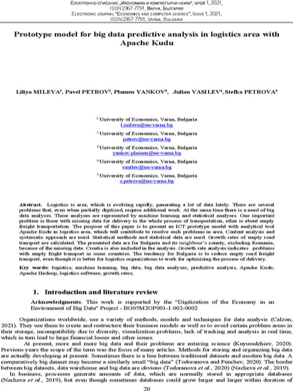 Prototype Model for Big Data Predictive Analysis in Logistics Area with Apache Kudu