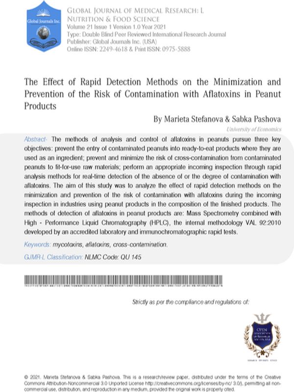 The Effect of Rapid Detection Methods on the Minimization and Prevention of the  Risk of Contamination with Aflatoxins in Peanut Products