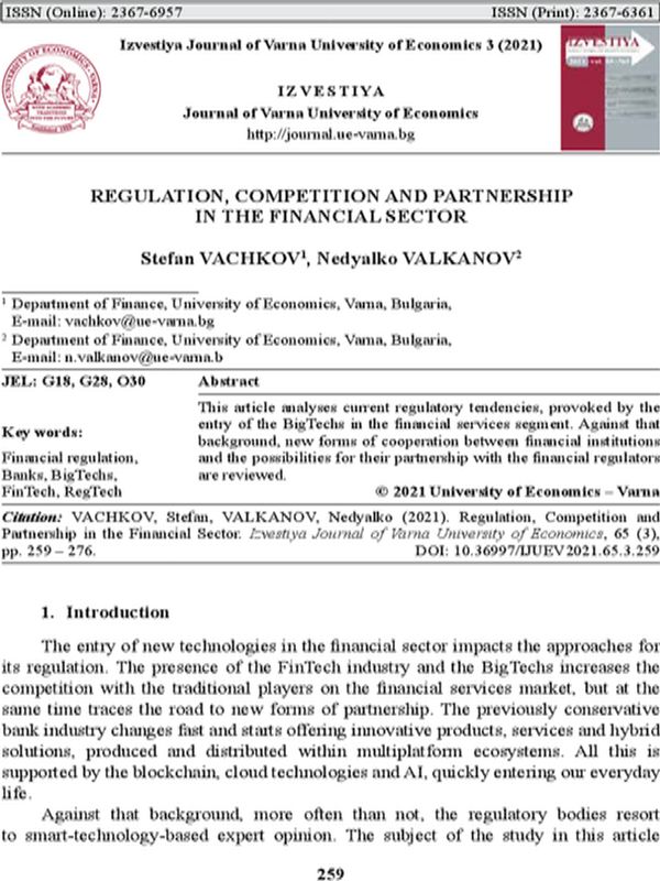 Regulation, Competition and Partnership in the Financial Sector
