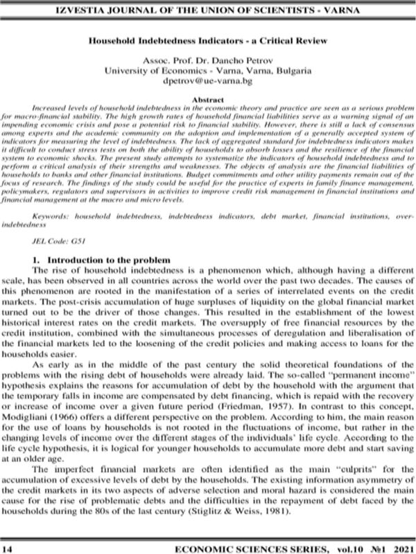 Household Indebtedness Indicators - a Critical Review