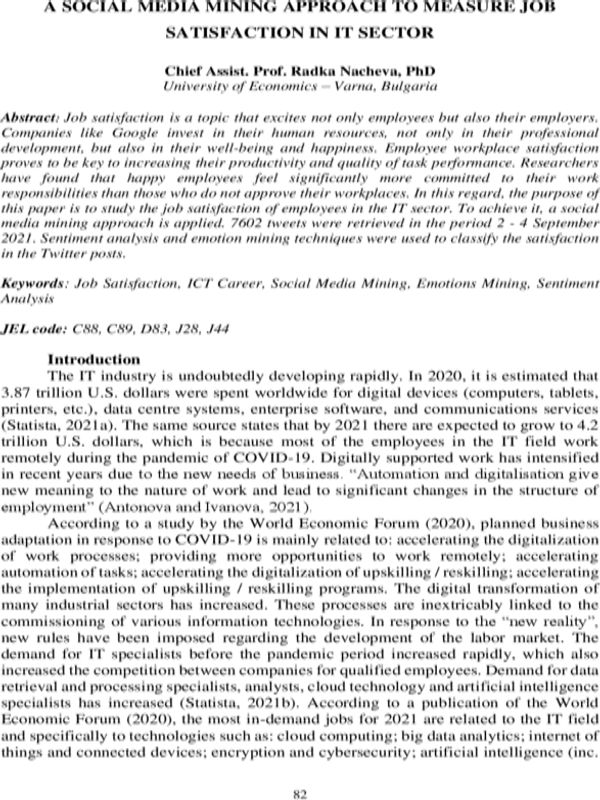 A Social Media Mining Approach to Measure Job Satisfaction in IT Sector