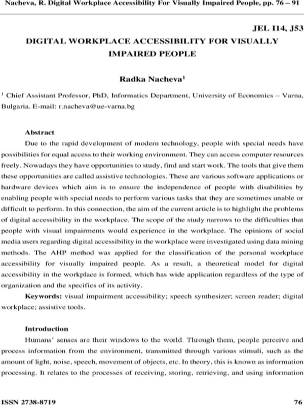 Digital Workplace Accessibility for Visually Impaired People