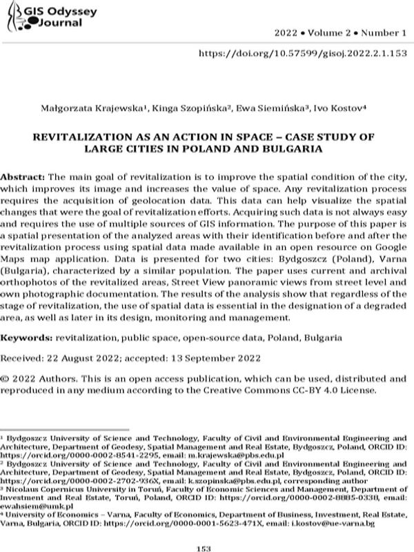 Revitalization as an Action in Space - Case Study of Large Cities in Poland and Bulgaria