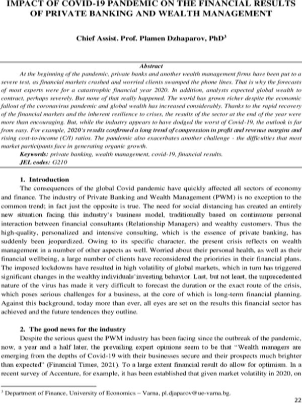 Impact of COVID-19 Pandemic on the Financial Results of Private Banking and Wealth Management