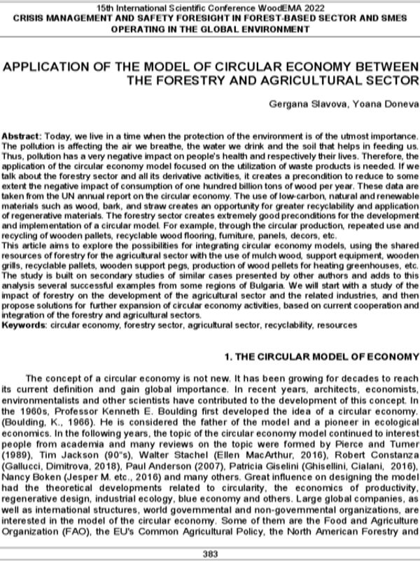 Application of the Model of Circular Economy Between the Forestry and Agricultural Sector