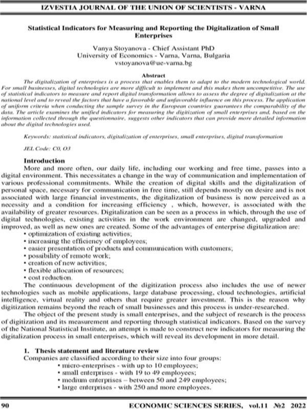 Statistical Indicators for Measuring and Reporting the Digitalization of Small Enterprises