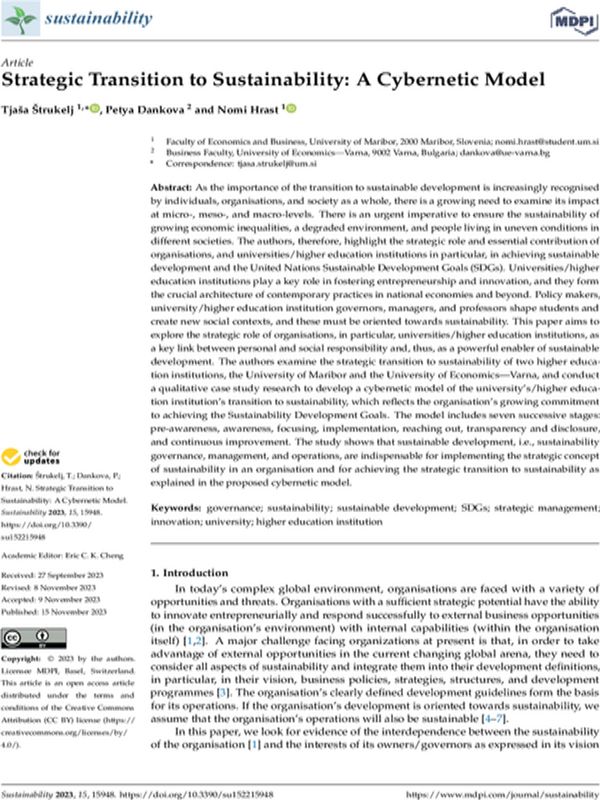 Strategic Transition to Sustainability: A Cybernetic Model