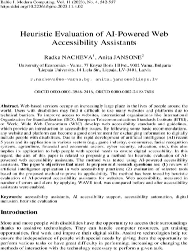 Heuristic Evaluation of AI-Powered Web Accessibility Assistants