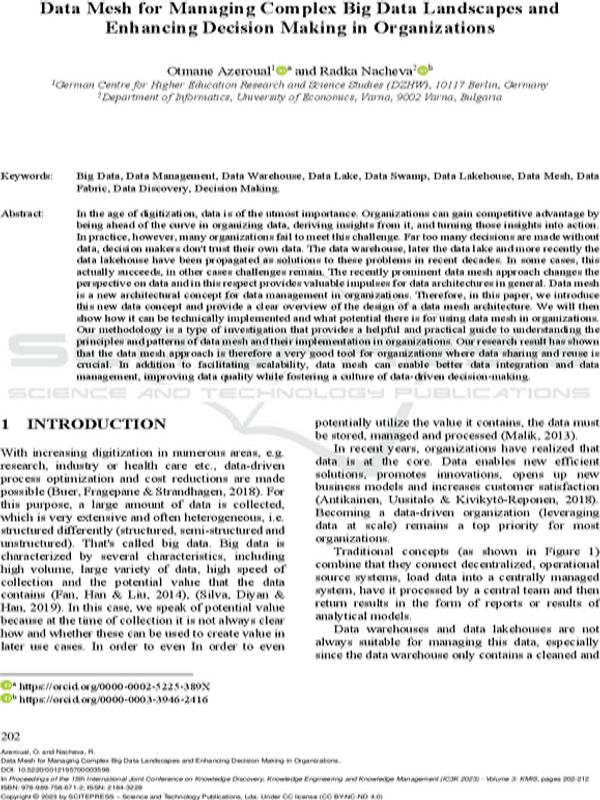 Data Mesh for Managing Complex Big Data Landscapes and Enhancing Decision Making in Organizations