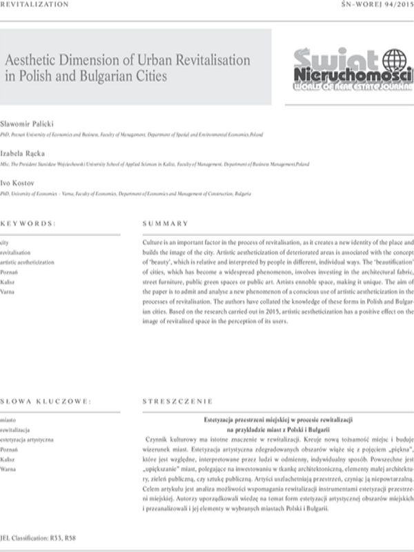 Aesthetic Dimension of Urban Revitalization in Polish and Bulgarian Cities