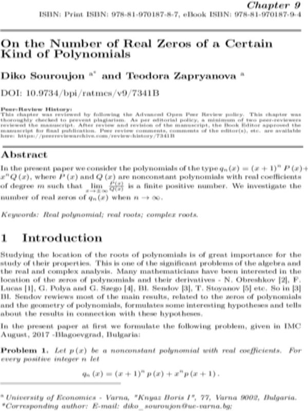 On the Number of Real Zeros of a Certain Kind of Polynomials