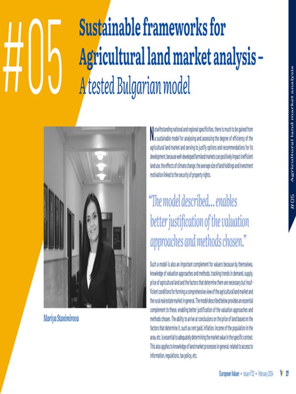 Sustainable Frameworks for Agricultural Land Market Analysis - A Tested Bulgarian Model