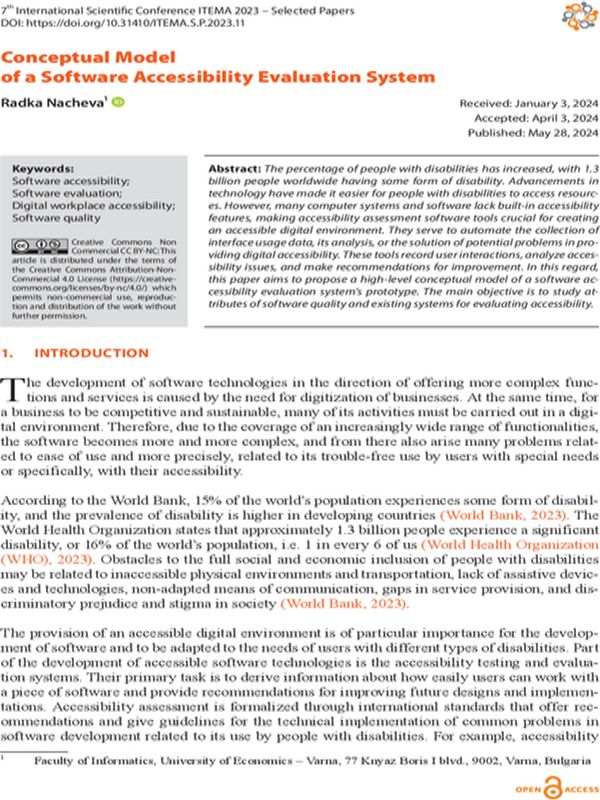 Conceptual Model of a Software Accessibility Evaluation System