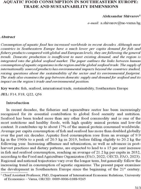 Aquatic Food Consumption in Southeastern Europe: Trade and Sustainability Dimensions