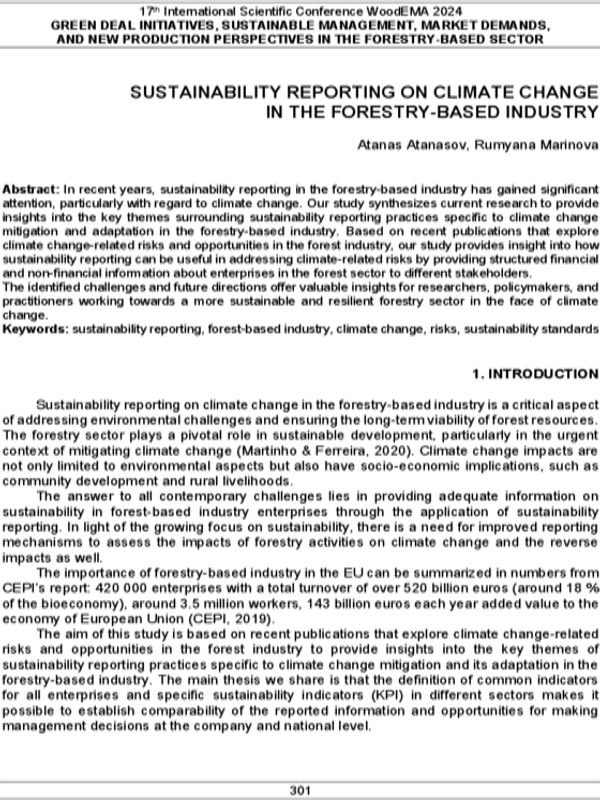 Sustainability Reporting on Climate Change in The Forestry-Based Industry