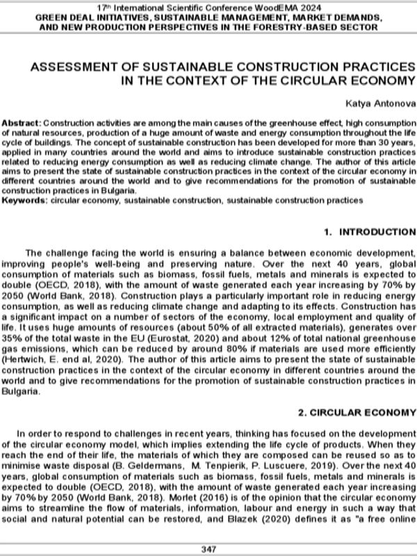 Assessment of Sustainable Construction Practices in the Context of the Circular Economy
