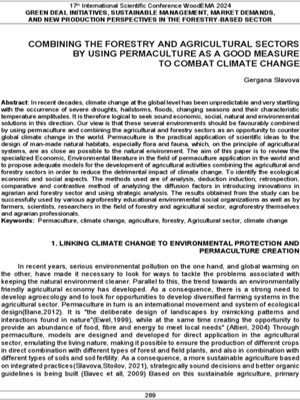 Combining the Forestry and Agricultural Sectors by Using Permaculture as a Good Measure to Combat Climate Change