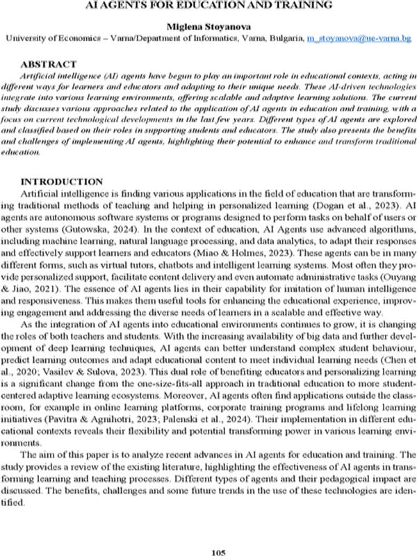 AI Agents for Education and Training