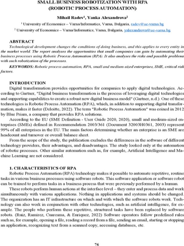 Small Business Robotization with RPA (Robotic Process Automation)
