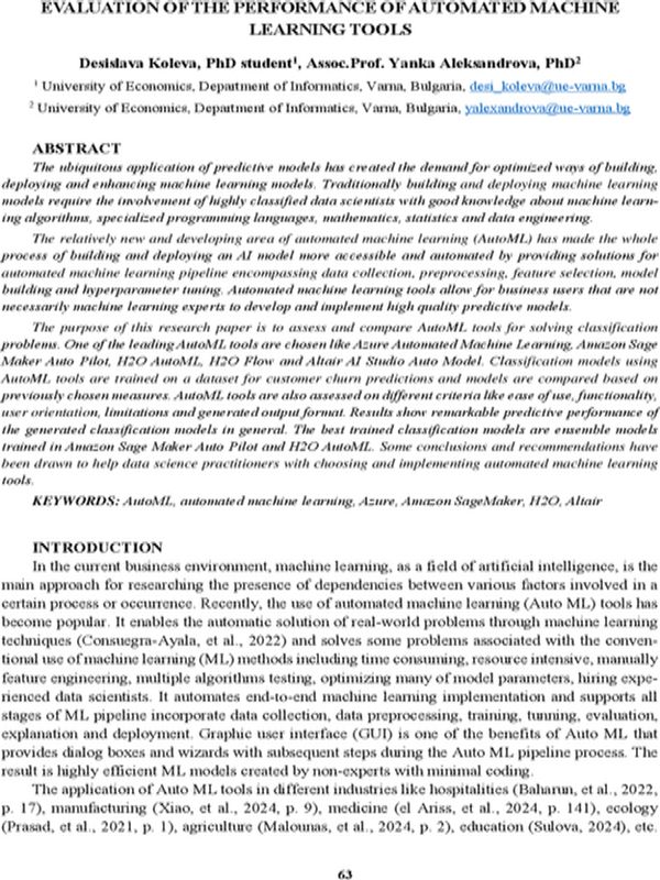 Evaluation of the Performance of Automated Machine Learning Tools