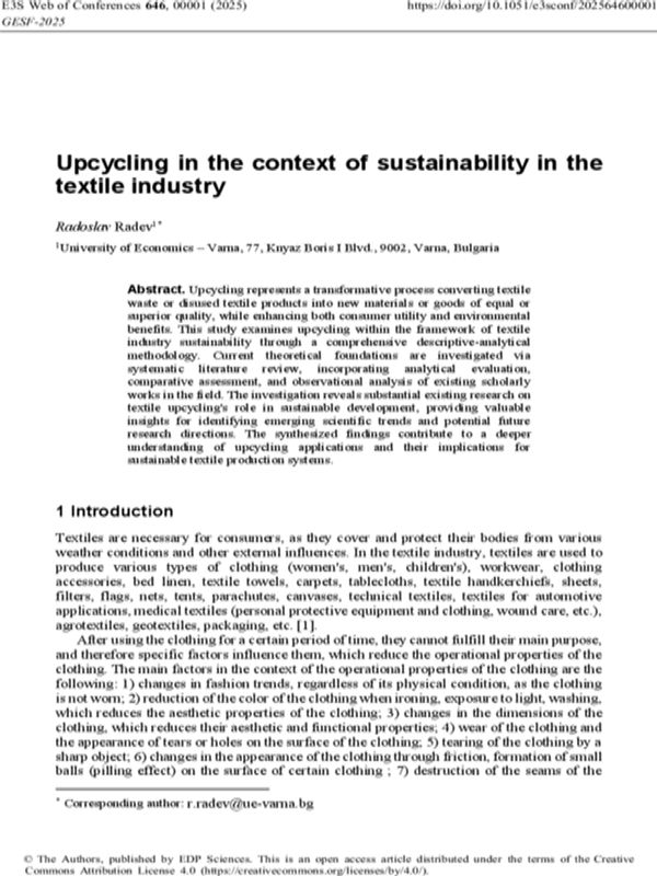 Upcycling in the Context of Sustainability in the Textile Industry