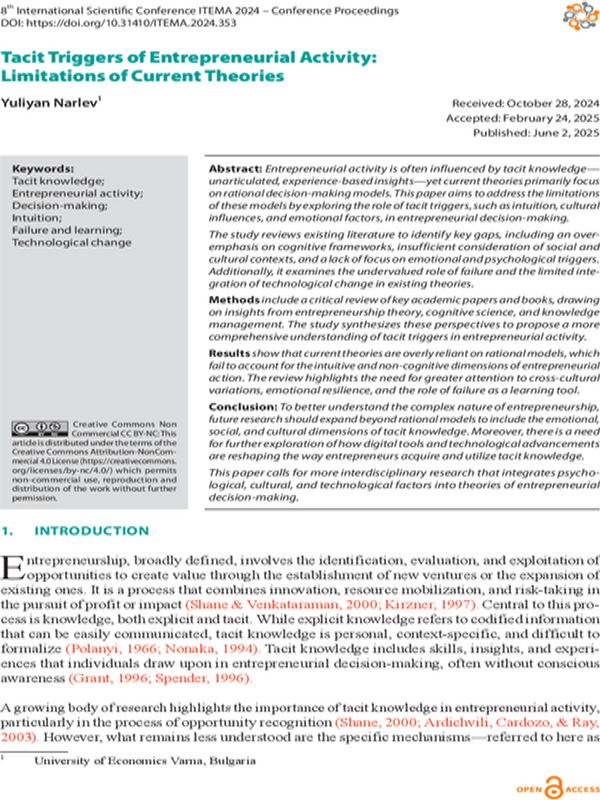 Tacit Triggers of Entrepreneurial Activity: Limitations of Current Theories